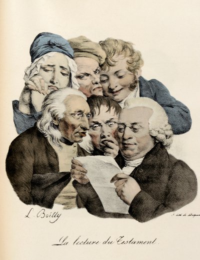 La lecture du testament. Gravure de Louis-Léopold Boilly - Louis Leopold Boilly
