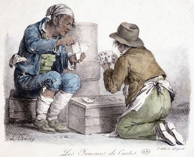 Les joueurs de cartes, gravure par L. Boilly, vers 1820 - Louis Leopold Boilly