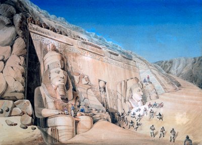 Excavation du Grand Temple de Ramsès II, Abou Simbel, 1819 - Louis M. A. Linant de Bellefonds,