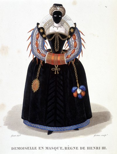 Portrait de dame masquée, seconde moitié du XVIe siècle. Dans "Galerie française de femmes célèbres" - Louis Marie Lante