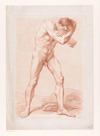 Homme nu debout avec les bras autour de la tête - Louis Marin Bonnet (attributed to)