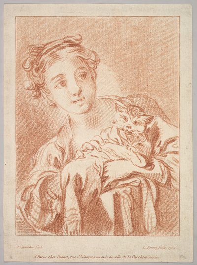 Jeune fille tenant un chat, 1769 - Louis Marin Bonnet