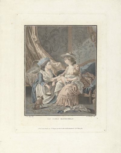 Mère avec enfant et servante (Les soins maternels) - Louis Marin Bonnet