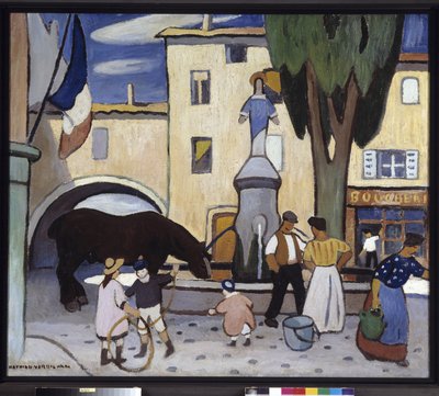 La fontaine de Trets au cheval noir - Louis Mathieu Verdilhan