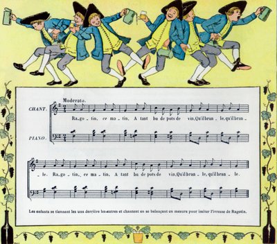Partition et illustration par Louis Maurice Boutet de Monvel de la chanson pour enfants Ragotin - Louis Maurice Boutet de Monvel