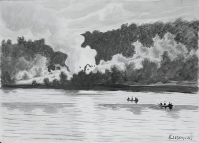 Incendie vu de East Lyme, Connecticut, 1900 - Louis Michel Eilshemius