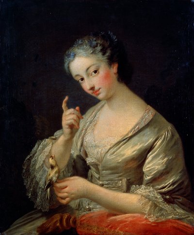 Dame avec un oiseau, 18e siècle - Louis Michel van Loo