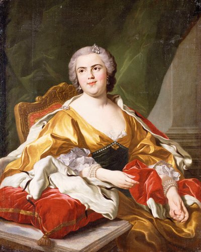Portrait de Louise Élisabeth de Bourbon, Duchesse de Parme, assise, trois-quarts de longueur - Louis Michel van Loo
