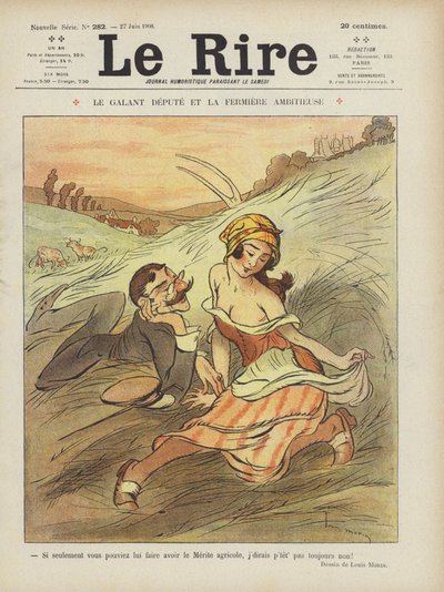 Le député galant et la fermière ambitieuse. Illustration pour Le Rire - Louis Morin