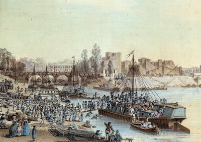 Embarquement de passagers arrivant au quai - Louis Nicolas de Lespinasse
