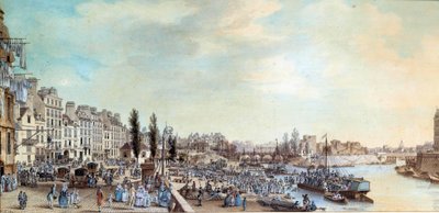 Vue du port Saint-Paul et du bureau des bateaux à eau en 1782. Peinture pastel par Louis de Lespinasse (1734-1808) 1782. Paris, Musée Carnavalet - Louis Nicolas de Lespinasse