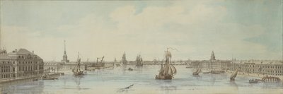 Vue des rives de la rivière Neva entre le Palais d