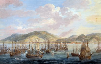 Vue de la ville du Cap-Français (Cap de la République), vue sur la mer à Saint-Domingue. Détail. Peinture de Louis Nicolas Van Blarenberghe (1716-1794) 1779 La Rochelle, Musée du Nouveau Monde - Louis Nicolas van Blarenberghe