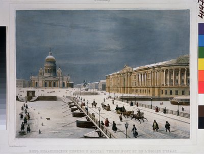 La cathédrale Saint Isaac et la place du Sénat à Saint-Pétersbourg - Louis Philippe Alphonse Bichebois
