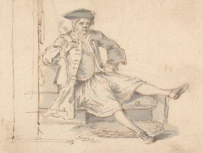 Officier de marine assis fumant - Louis Philippe Boitard