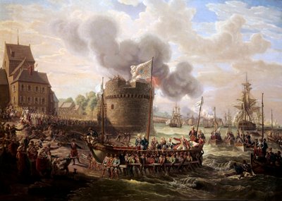 Le roi Louis XVI visite les travaux du port de Cherbourg le 23/06/1786 - Louis Philippe Crepin