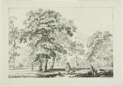 Personnes marchant dans un bois - Louis Pierre Baltard