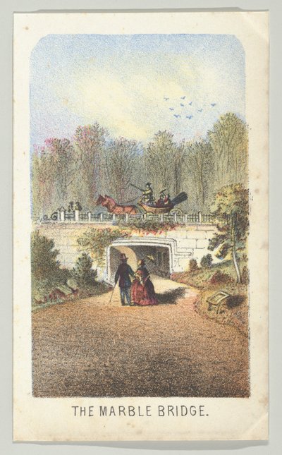 Le pont de marbre, près du lac, de la série, Vues de Central Park, New York, Partie 3, 1864 - Louis Prang