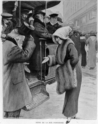 Politesse : Scène de la rue parisienne - Galanterie d