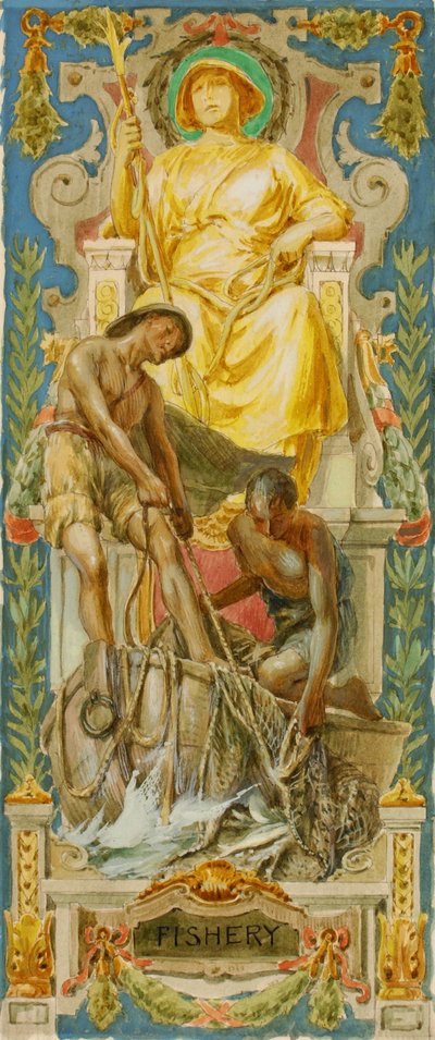 Pêche (étude pour le panel, Old Senate Office Building) - Louis Schaettle