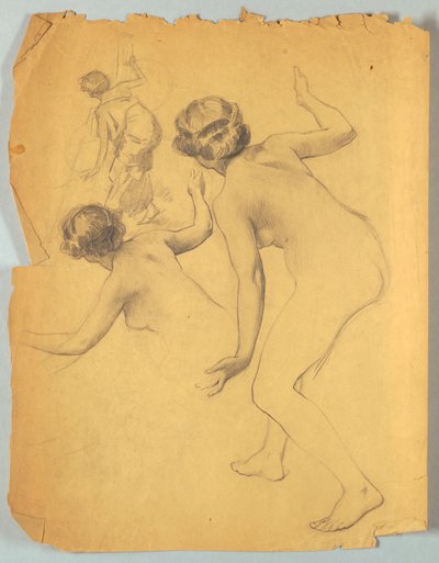 Étude de figure nue penchée - Louis Schaettle