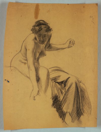 Étude de figure nue assise - Louis Schaettle