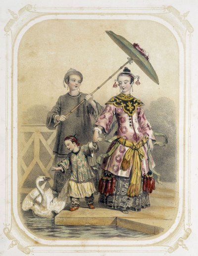 Famille en promenade en Chine - dans "Album du jeune voyageur", illustré par Louis Lassalle - Louis Simon Lassalle