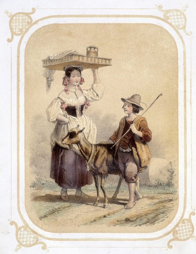 Berger italien et paysan - dans "Album du jeune voyageur", illustré par Louis Lassalle - Louis Simon Lassalle