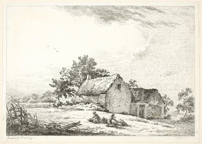 Scène de ferme avec des garçons ramassant du bois - Louis Simon Lempereur