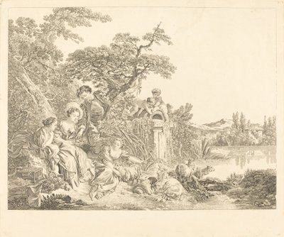 Les présents du berger - Louis Simon Lempereur after François Boucher