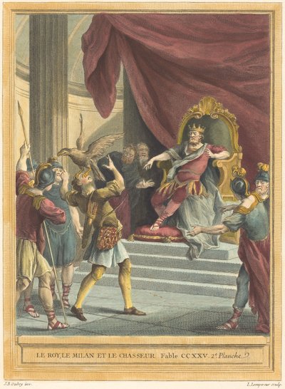 Le roi, le milan et le chasseur - Louis Simon Lempereur after Jean Baptiste Oudry