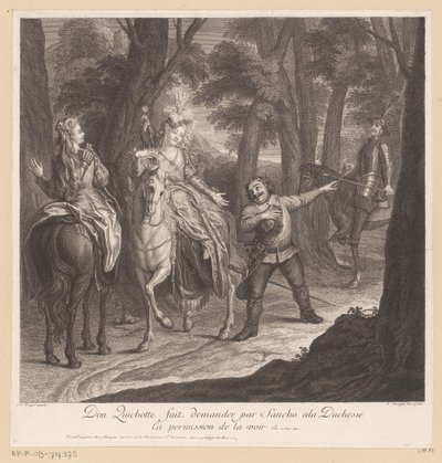 Don Quichotte fait demander par Sancho à la Duchesse la permission de la voir - Louis Surugue