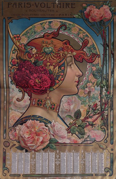 Calendrier pour 1901 pour la boutique Paris-Voltaire, Paris, vers 1900 - Louis Theophile Hingres