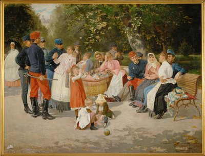Nounous dans un parc ... (peinture sur toile) - Louis Uhl