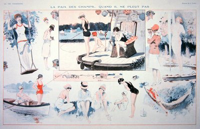 Temps paisibles à la campagne... quand il ne pleut pas !, vers 1930 - Louis Vallet