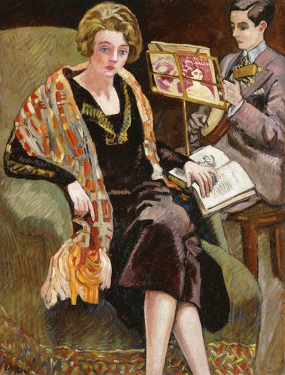 Mme Valtat et son fils au banjo - Louis Valtat