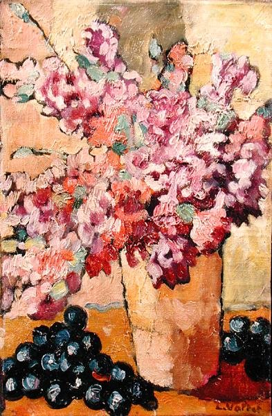 Nature morte avec fleurs et raisins noirs - Louis Valtat