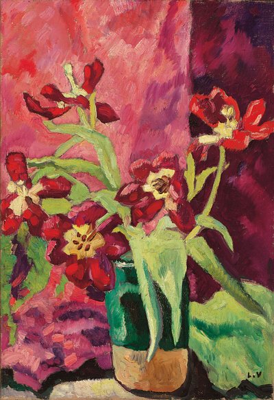 Vase, tulipes rouges - Louis Valtat