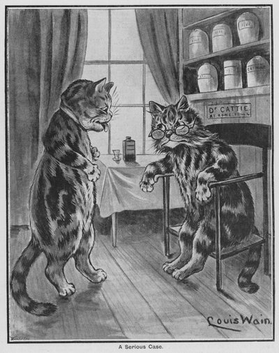 Un cas sérieux (gravure) - Louis Wain