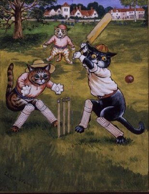 Chats jouant au cricket - Louis Wain