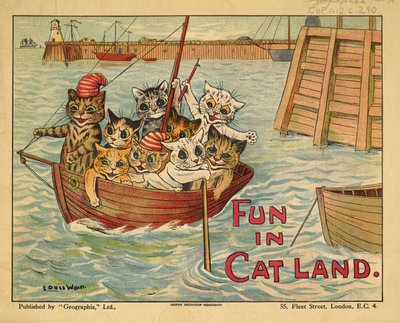 Chats dans un bateau - Louis Wain
