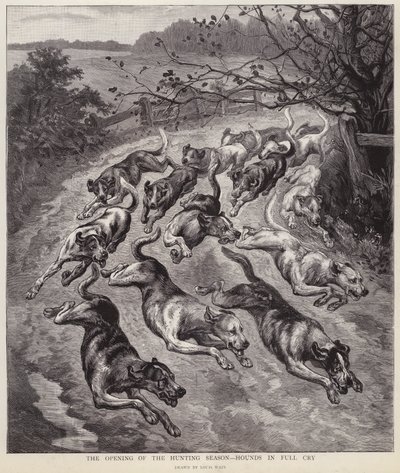 Chiens en pleine course au début de la saison de chasse - Louis Wain