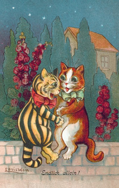 Carte postale humoristique de chat - Louis Wain