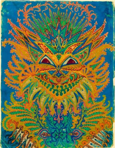 Kaleidoscope-Cats: Motif de chats sur bleu - Louis Wain