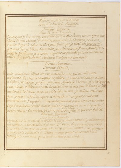 "Réflexions sur mon entretien avec M. le Duc de la Vauguyon", manuscrit autographe, janvier 1767 à début 1769 - Louis XVI