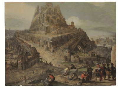 Le roi Nimrod ordonnant la construction de la tour de Babel - Louis de (circle of) Caullery