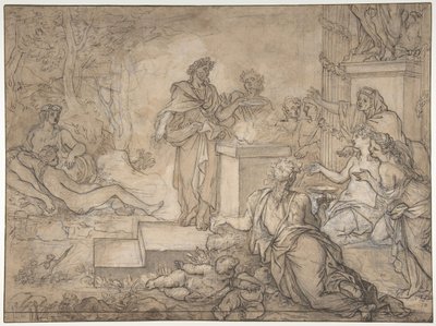 Sacrifice offert devant une statue de Jupiter, 17ème siècle - Louis de Boullogne