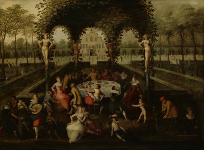 Vénus, Bacchus et Cérès avec des mortels dans un jardin d