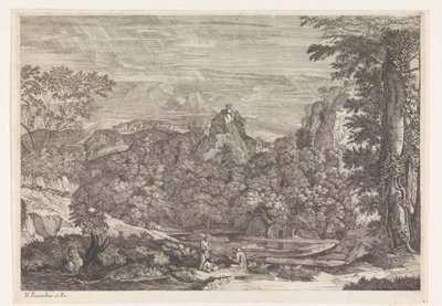 Landschap met drie monniken - Louis de Châtillon