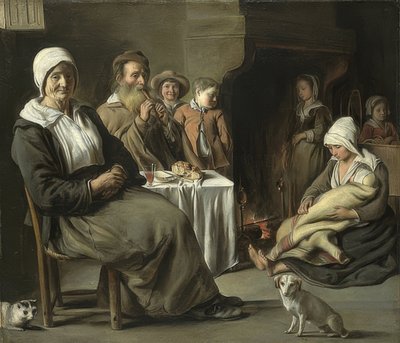 Intérieur paysan avec un vieux joueur de flûte - Louis le Nain